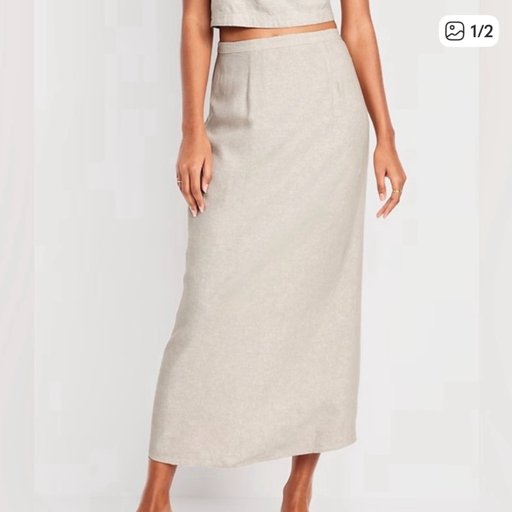 Old Navy Cream Linen Maxi Skirt